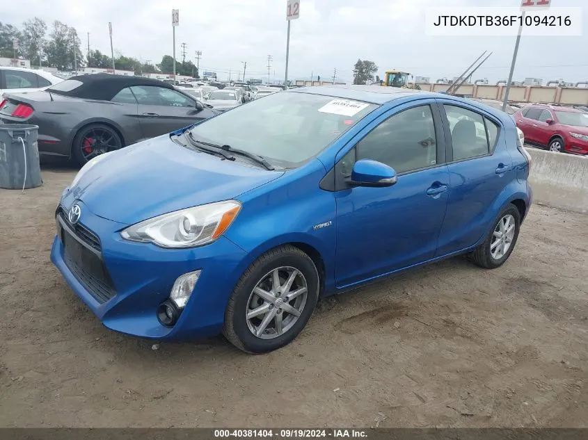 2015 Toyota Prius C Four VIN: JTDKDTB36F1094216 Lot: 40381404