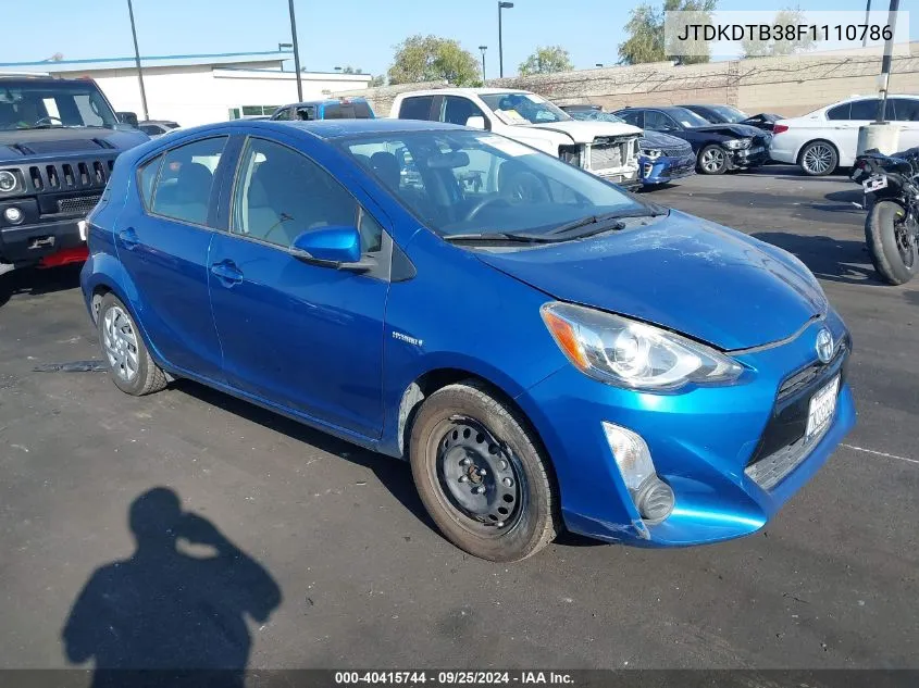 2015 Toyota Prius C Two VIN: JTDKDTB38F1110786 Lot: 40415744