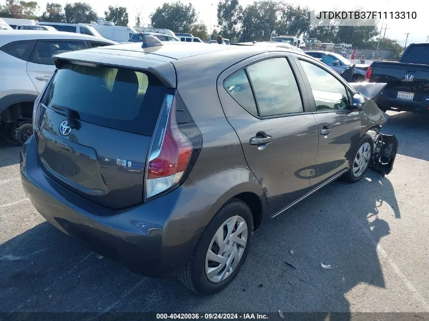 2015 Toyota Prius C One VIN: JTDKDTB37F1113310 Lot: 40420036