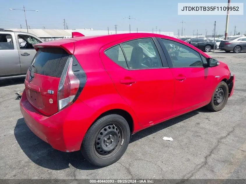 2015 Toyota Prius C One VIN: JTDKDTB35F1109952 Lot: 40443093