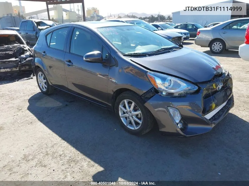 2015 Toyota Prius C Four VIN: JTDKDTB31F1114999 Lot: 40501048