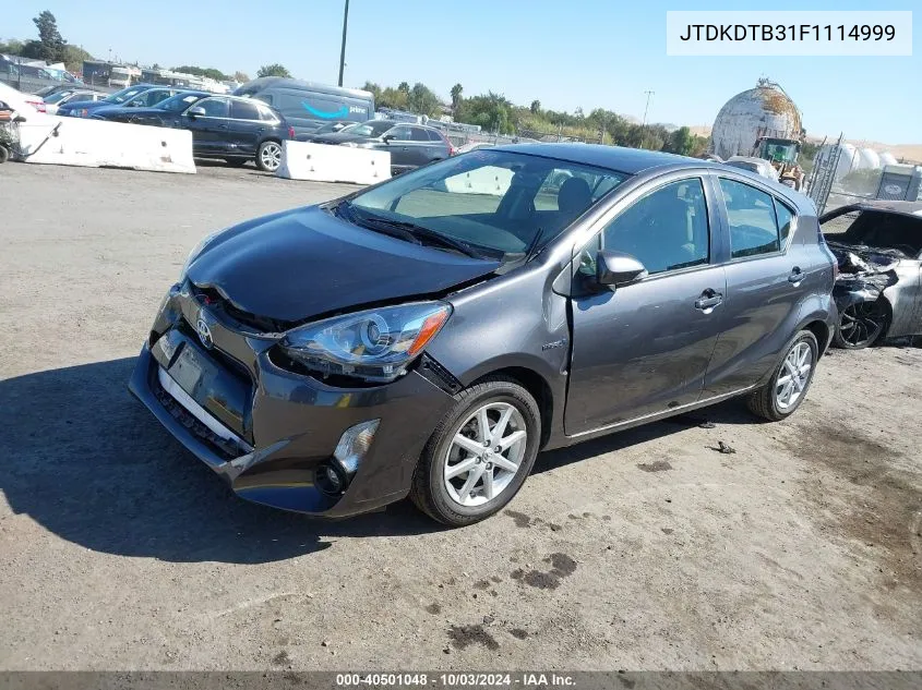 2015 Toyota Prius C Four VIN: JTDKDTB31F1114999 Lot: 40501048