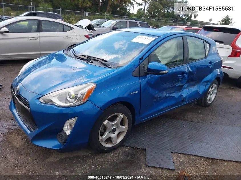 2015 Toyota Prius C Two VIN: JTDKDTB34F1585531 Lot: 40515247