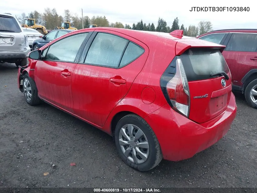 2015 Toyota Prius C One VIN: JTDKDTB30F1093840 Lot: 40600819