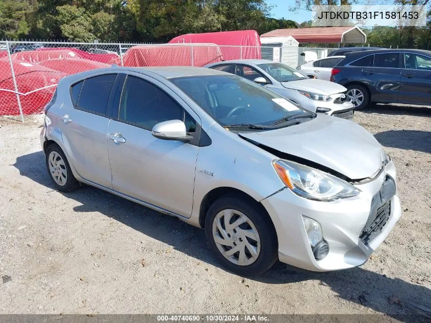 2015 Toyota Prius C One VIN: JTDKDTB31F1581453 Lot: 40740690