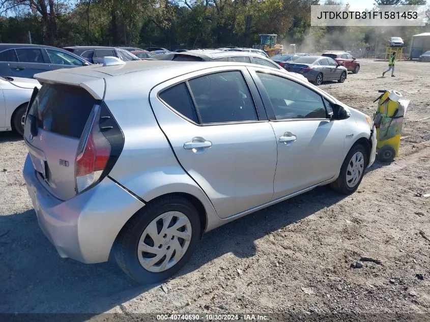 2015 Toyota Prius C One VIN: JTDKDTB31F1581453 Lot: 40740690