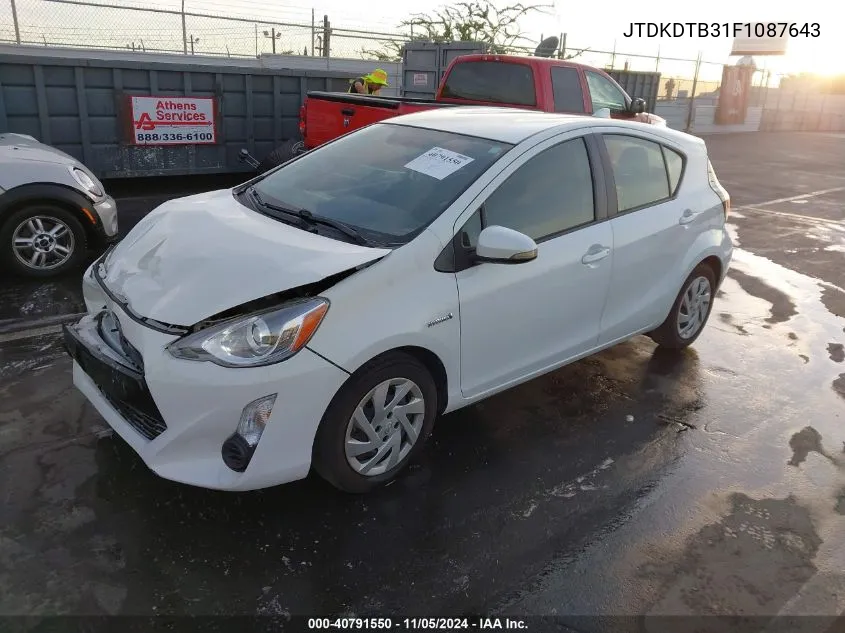 2015 Toyota Prius C Two VIN: JTDKDTB31F1087643 Lot: 40791550