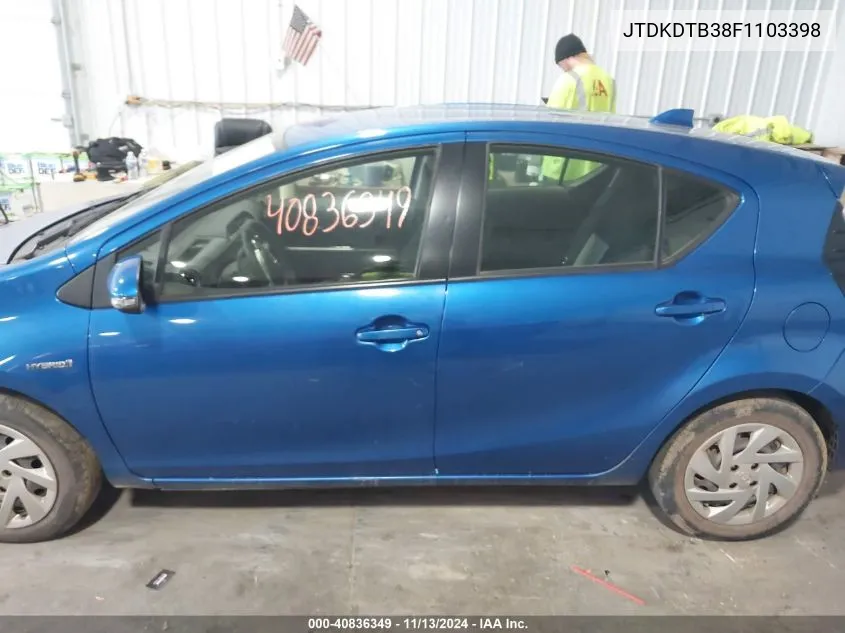 2015 Toyota Prius C Two VIN: JTDKDTB38F1103398 Lot: 40836349