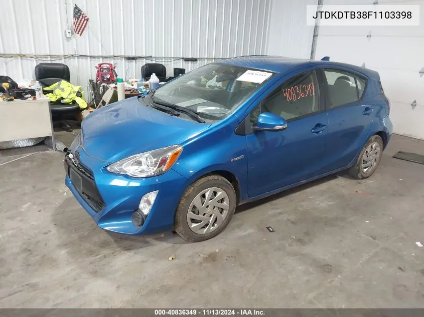 2015 Toyota Prius C Two VIN: JTDKDTB38F1103398 Lot: 40836349