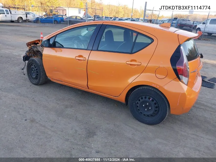 2015 Toyota Prius C One VIN: JTDKDTB3XF1114774 Lot: 40837885