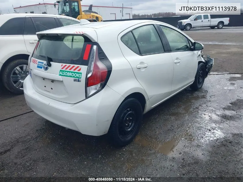 2015 Toyota Prius C Two VIN: JTDKDTB3XF1113978 Lot: 40848050