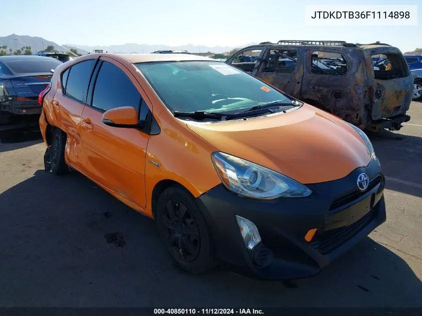 2015 Toyota Prius C Two VIN: JTDKDTB36F1114898 Lot: 40850110