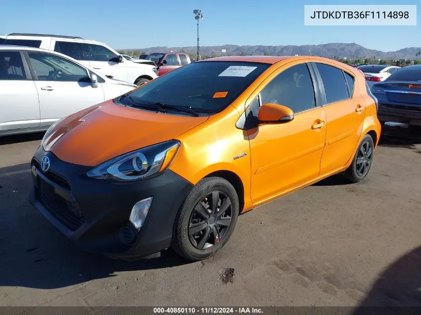 2015 Toyota Prius C Two VIN: JTDKDTB36F1114898 Lot: 40850110