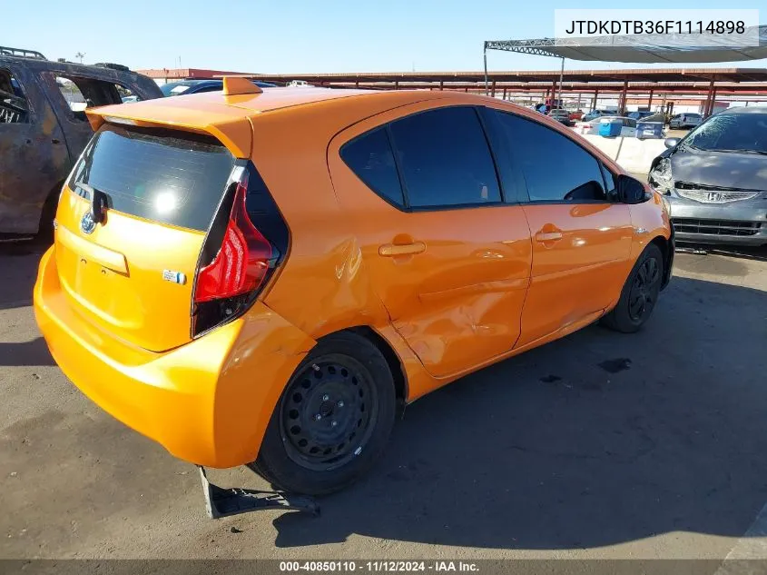 2015 Toyota Prius C Two VIN: JTDKDTB36F1114898 Lot: 40850110