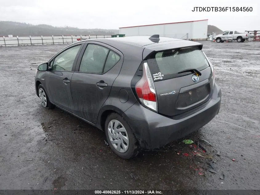 2015 Toyota Prius C Two VIN: JTDKDTB36F1584560 Lot: 40862625