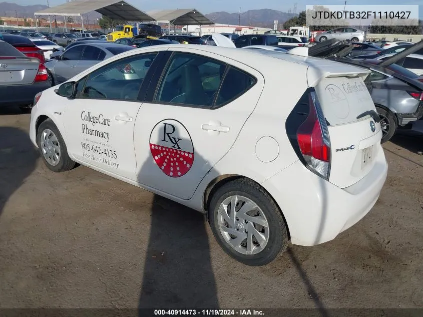 2015 Toyota Prius C One VIN: JTDKDTB32F1110427 Lot: 40914473