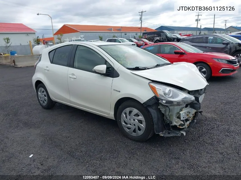 2016 Toyota Prius C VIN: JTDKDTB36G1125126 Lot: 12093407