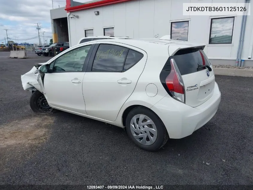 2016 Toyota Prius C VIN: JTDKDTB36G1125126 Lot: 12093407