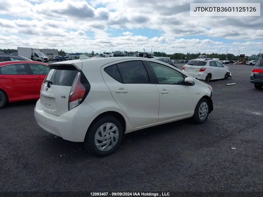 2016 Toyota Prius C VIN: JTDKDTB36G1125126 Lot: 12093407