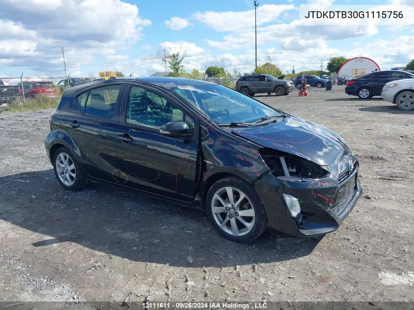 2016 Toyota Prius C VIN: JTDKDTB30G1115756 Lot: 12111611