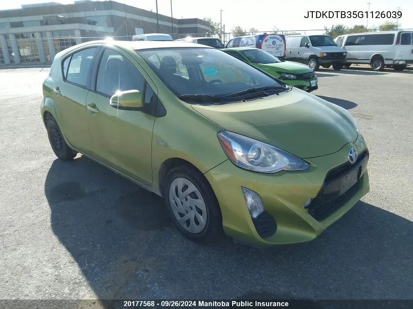 2016 Toyota Prius C VIN: JTDKDTB35G1126039 Lot: 20177568