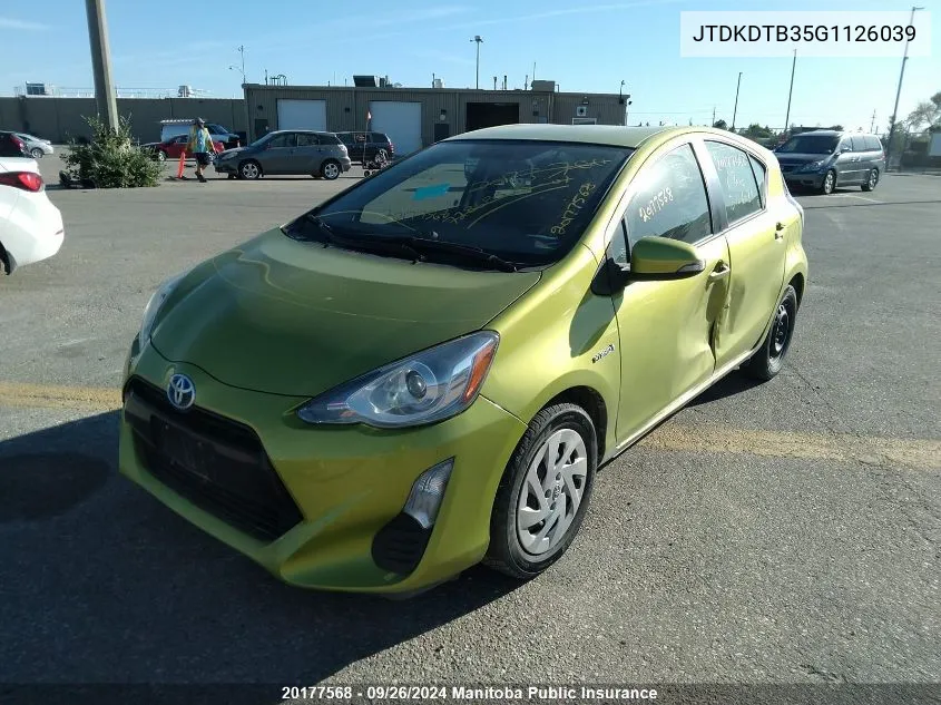 2016 Toyota Prius C VIN: JTDKDTB35G1126039 Lot: 20177568