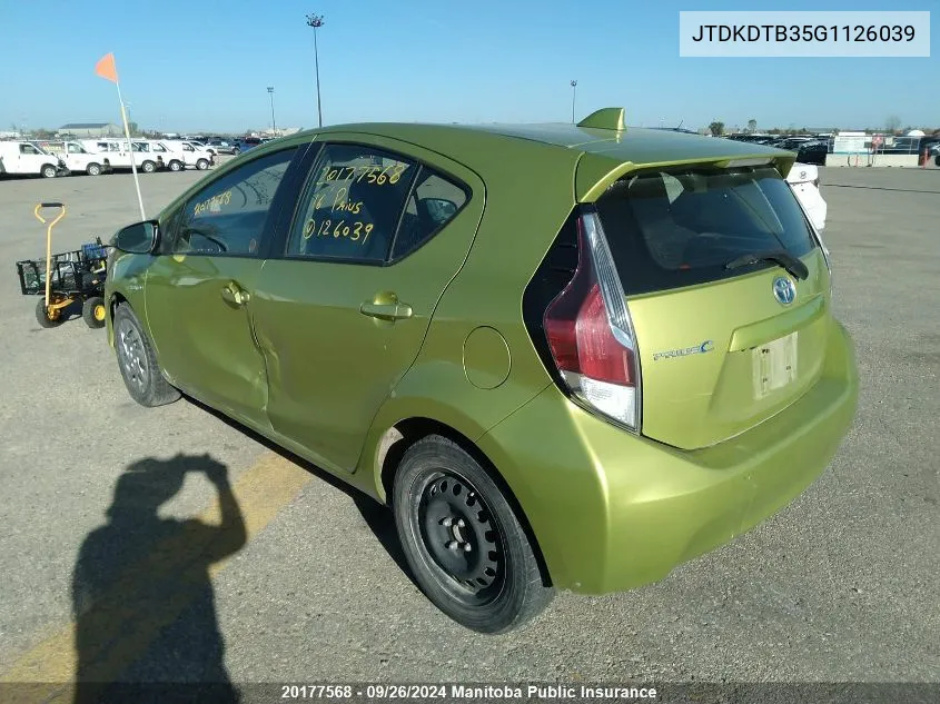 2016 Toyota Prius C VIN: JTDKDTB35G1126039 Lot: 20177568