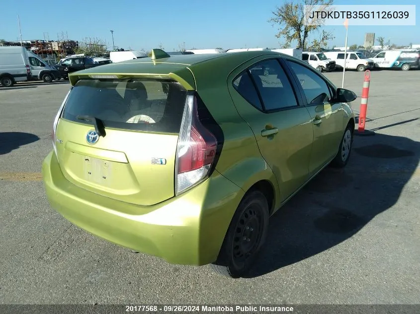 JTDKDTB35G1126039 2016 Toyota Prius C