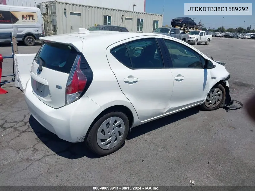 2016 Toyota Prius C One VIN: JTDKDTB38G1589292 Lot: 40099913