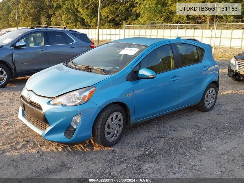 2016 Toyota Prius C Two VIN: JTDKDTB36G1131153 Lot: 40228311