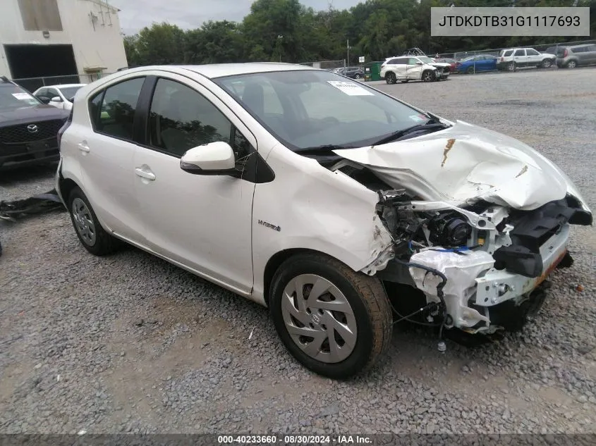 JTDKDTB31G1117693 2016 Toyota Prius C One