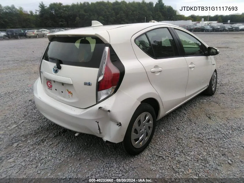 JTDKDTB31G1117693 2016 Toyota Prius C One