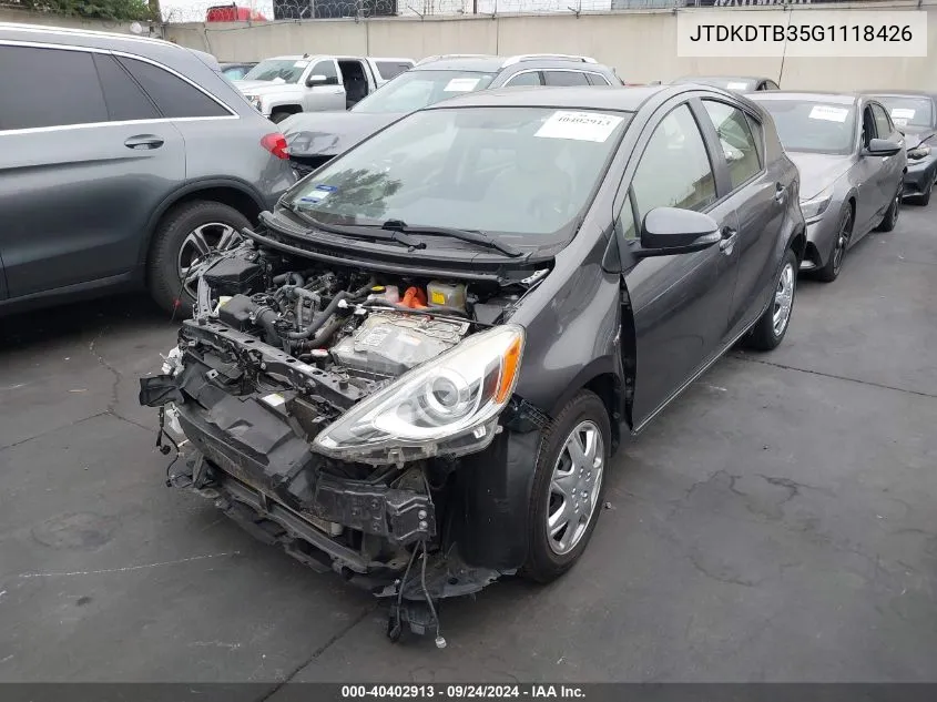 2016 Toyota Prius C VIN: JTDKDTB35G1118426 Lot: 40402913