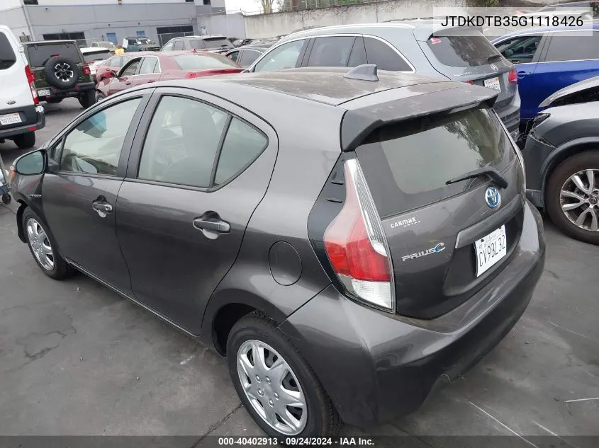 2016 Toyota Prius C VIN: JTDKDTB35G1118426 Lot: 40402913