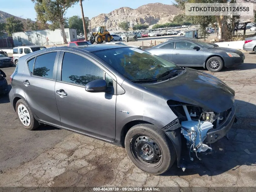 2016 Toyota Prius C VIN: JTDKDTB38G1124558 Lot: 40439739