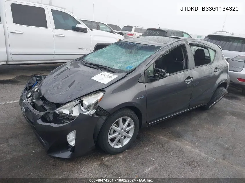 2016 Toyota Prius C Four VIN: JTDKDTB33G1134320 Lot: 40474201