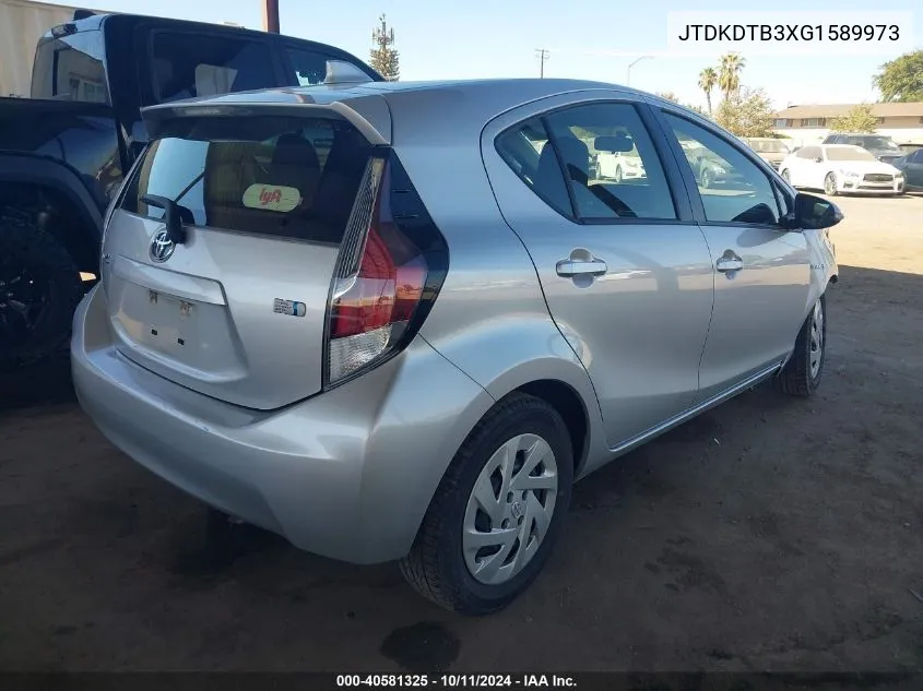 2016 Toyota Prius C VIN: JTDKDTB3XG1589973 Lot: 40581325