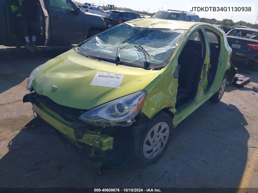 2016 Toyota Prius C Two VIN: JTDKDTB34G1130938 Lot: 40609676