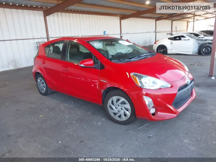 2016 Toyota Prius C Two VIN: JTDKDTB39G1137089 Lot: 40693286