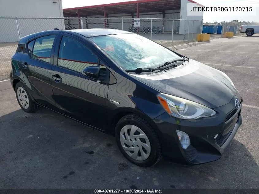 2016 Toyota Prius C Two VIN: JTDKDTB30G1120715 Lot: 40701277