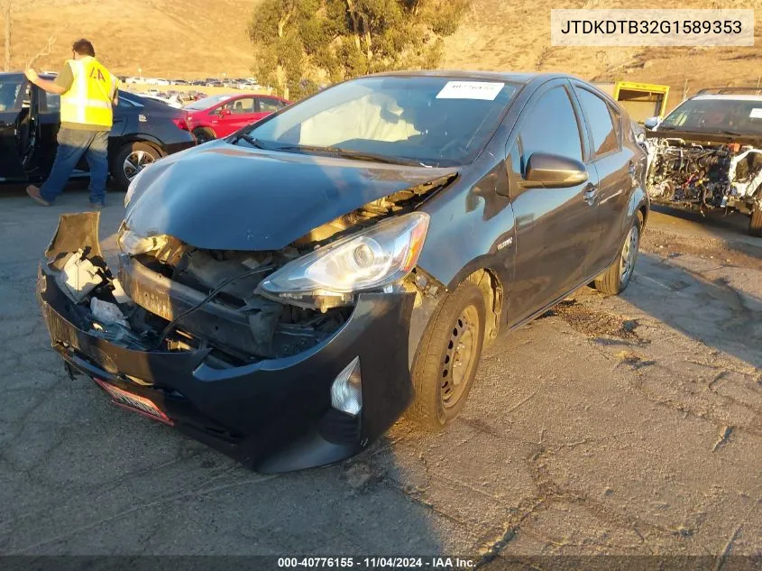 2016 Toyota Prius C Three VIN: JTDKDTB32G1589353 Lot: 40776155