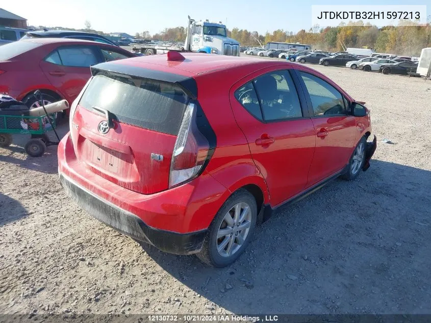 2017 Toyota Prius C Technology VIN: JTDKDTB32H1597213 Lot: 12130732