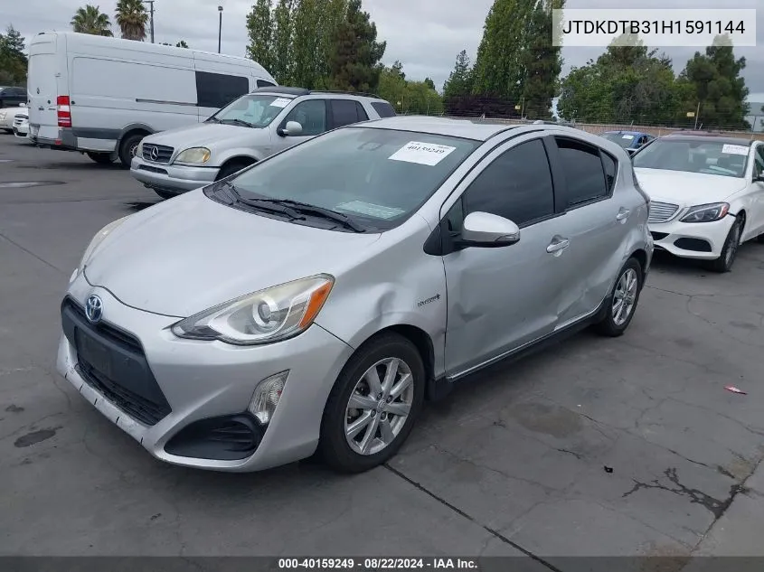 2017 Toyota Prius C Two VIN: JTDKDTB31H1591144 Lot: 40159249