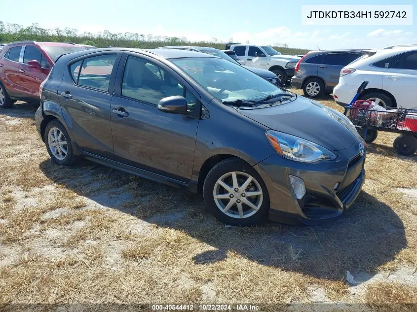 2017 Toyota Prius C One VIN: JTDKDTB34H1592742 Lot: 40544412