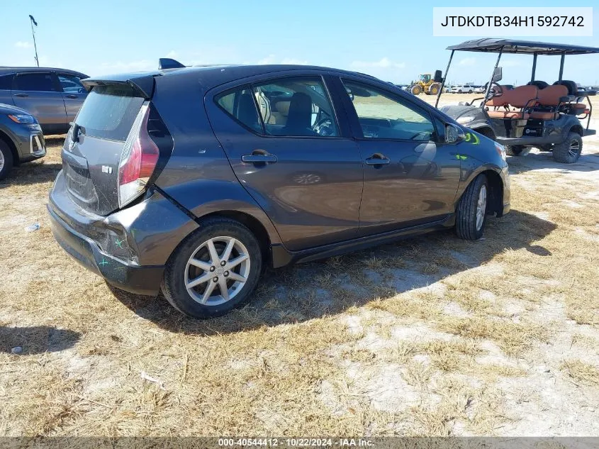 2017 Toyota Prius C One VIN: JTDKDTB34H1592742 Lot: 40544412