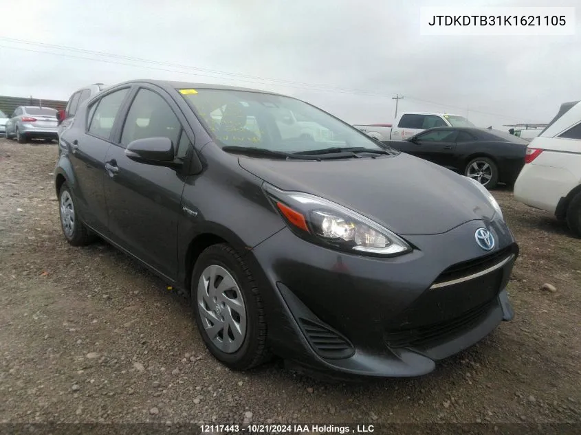 2019 Toyota Prius C VIN: JTDKDTB31K1621105 Lot: 12117443