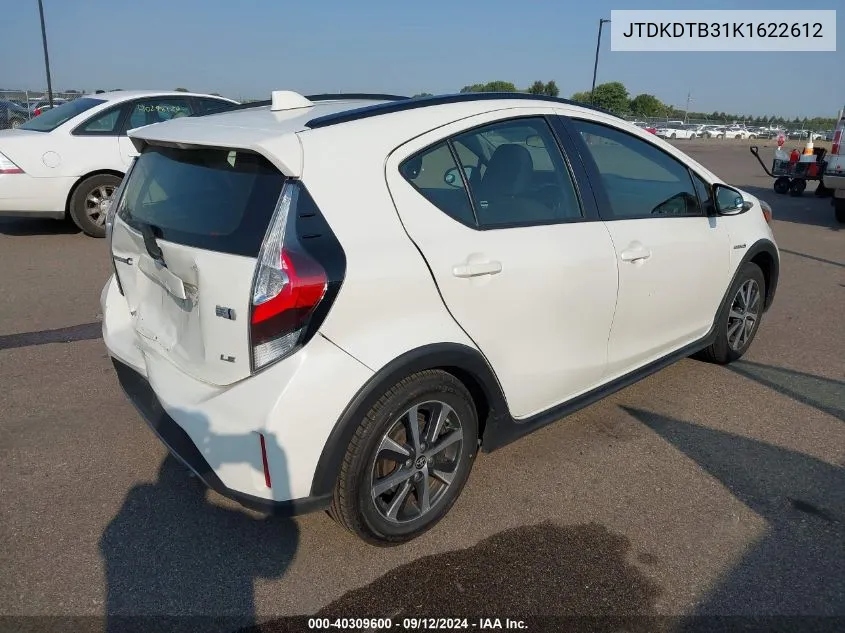 2019 Toyota Prius C VIN: JTDKDTB31K1622612 Lot: 40309600