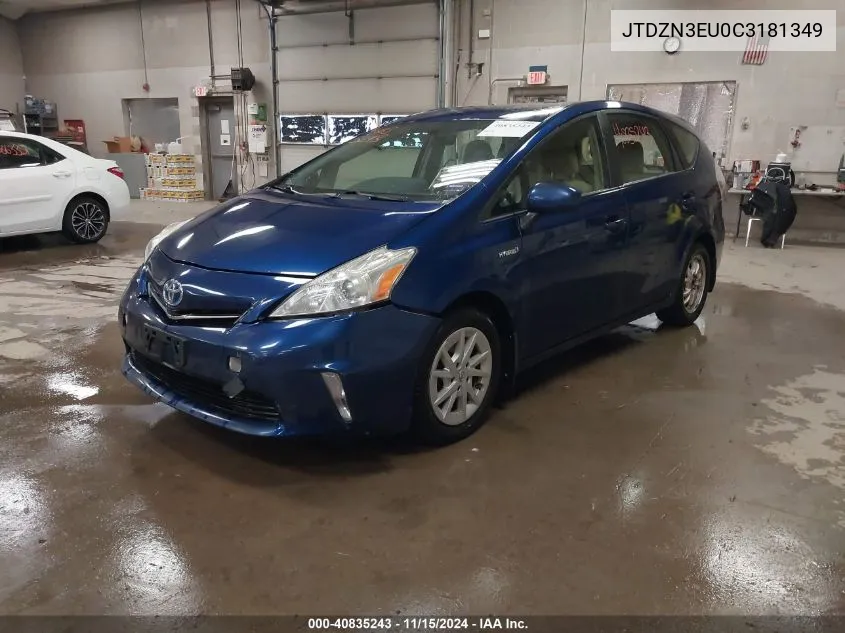 2012 Toyota Prius V Two VIN: JTDZN3EU0C3181349 Lot: 40835243