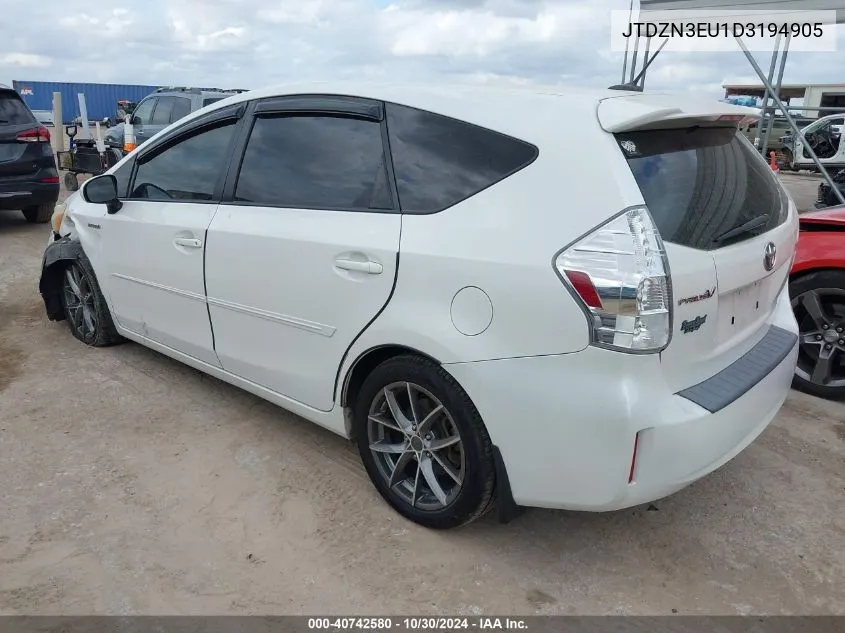 2013 Toyota Prius V Five VIN: JTDZN3EU1D3194905 Lot: 40742580