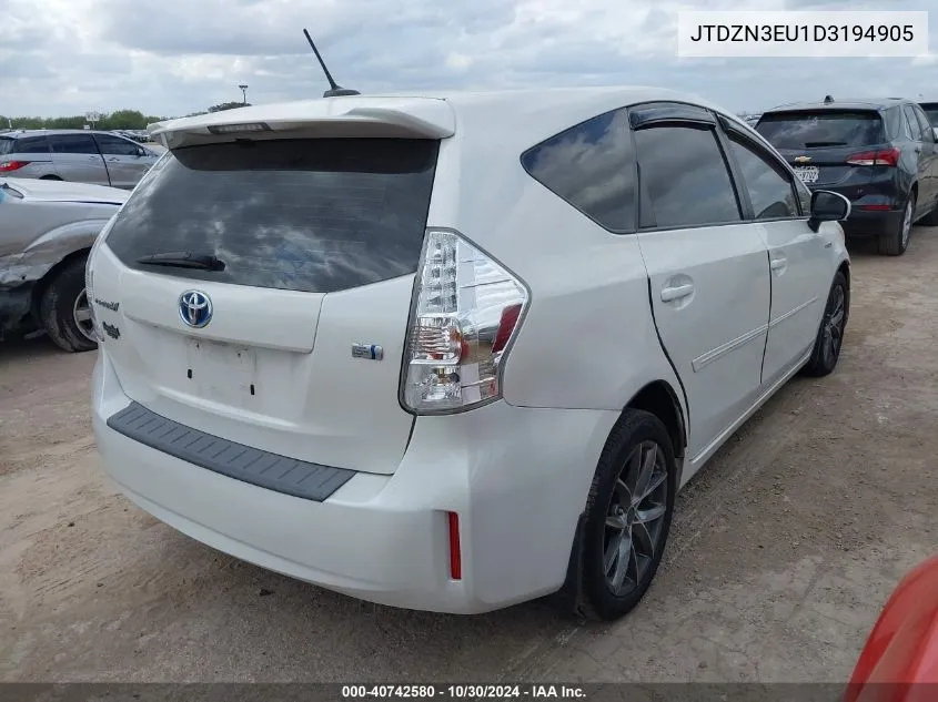 2013 Toyota Prius V Five VIN: JTDZN3EU1D3194905 Lot: 40742580